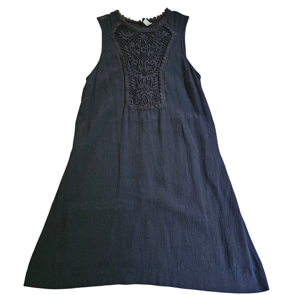 Free People Black Crochet Lace Swing Dress XS